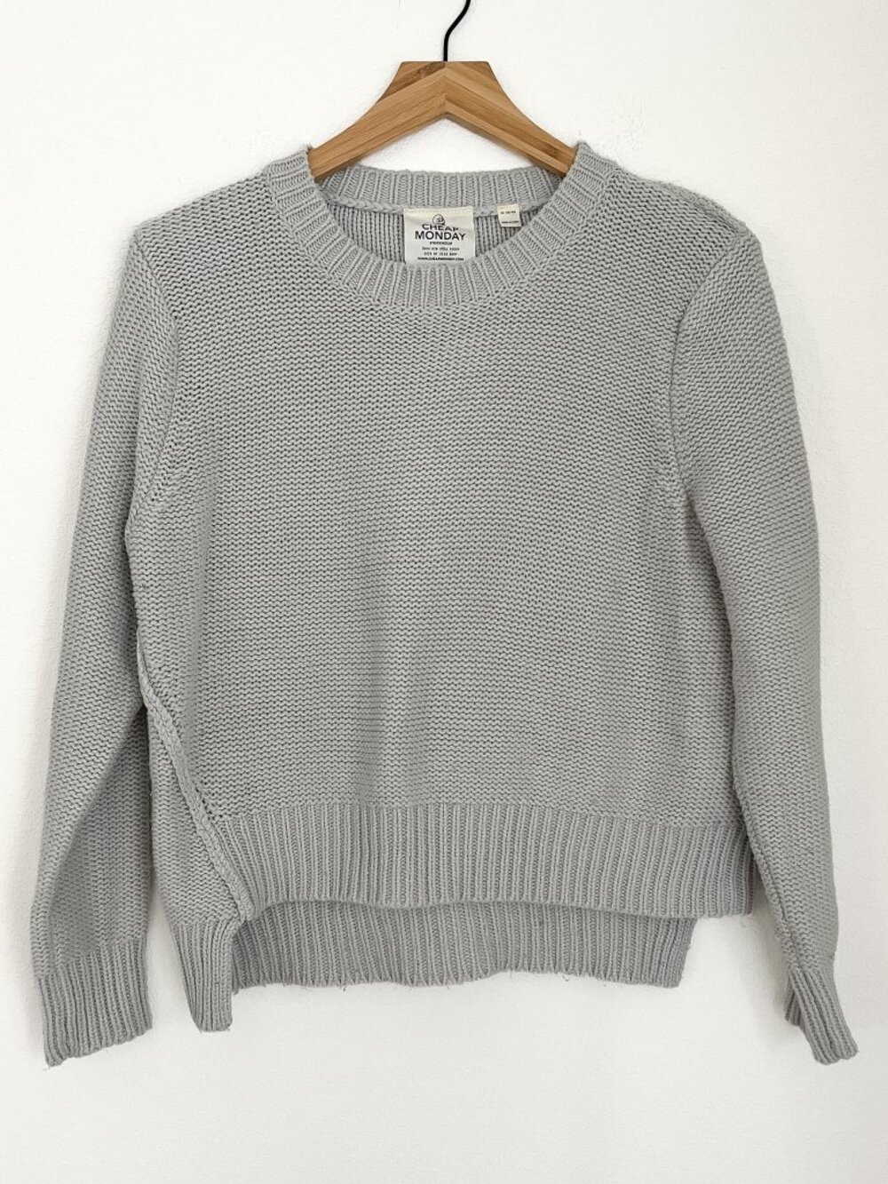 Cheap Monday Save Knit Gray Textured Crewneck Sweater XS